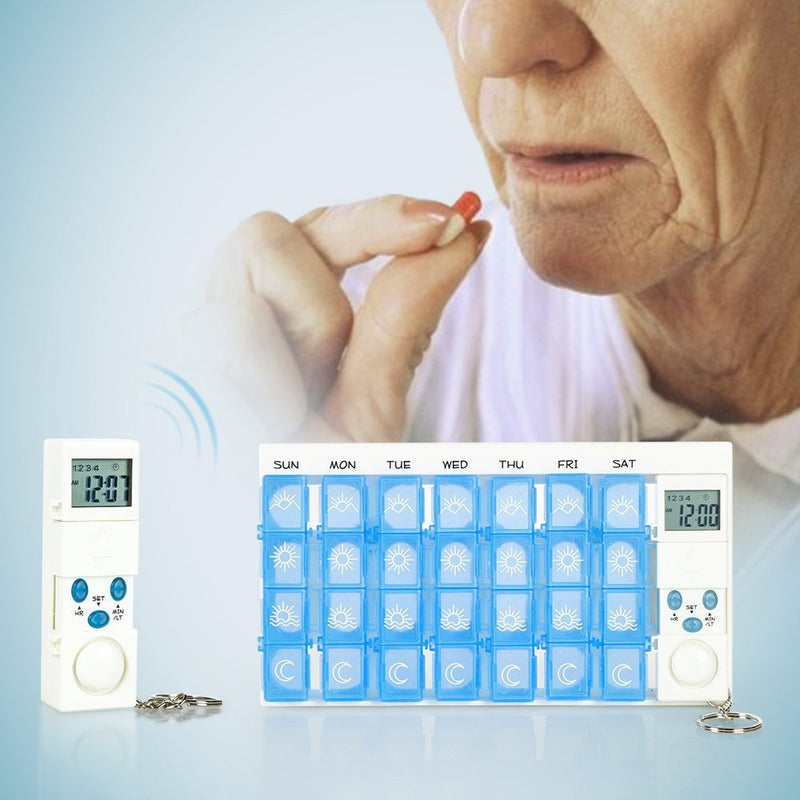 Cisixin 7 Day Weekly Digital Pill Timer Box -Pill Medicine Case Container with 4 Alarm Reminders - BeesActive Australia