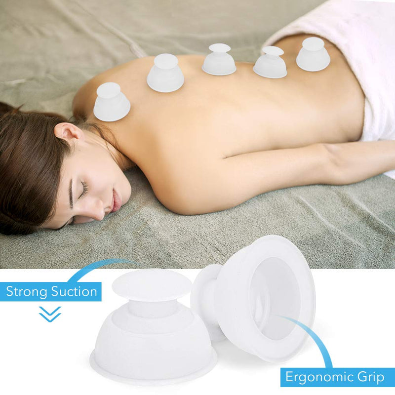 Silicone Cupping Therapy Sets Cups Massage, 12pcs Professional Vacuum Cupping Anti Cellulite Suction Cup for Facial Body Massage, Deep Tissue, Myofascial Release, Pain Relief, Muscle Relaxation-White - BeesActive Australia