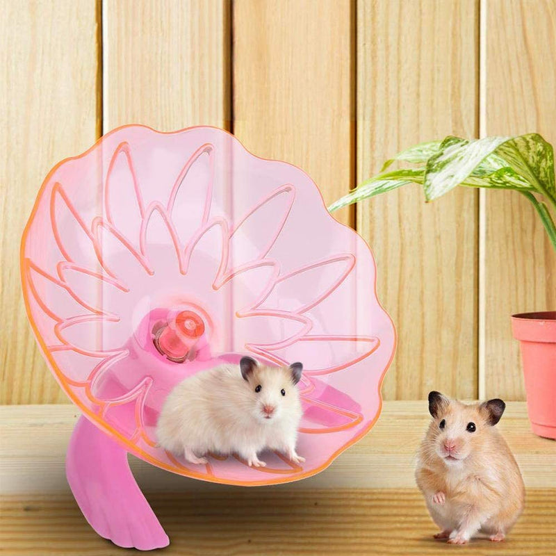 WishLotus Hamster Flying Saucer, Hamster Running Wheel Transparent Plastic Exercise Running Spinner Sports Wheel for Small Pet Like Hamster, Guinea Pig, Gerbils, Chinchillas Pink - BeesActive Australia