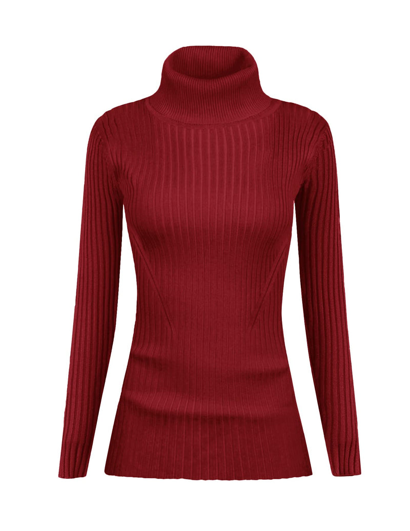 v28 Mock Neck Ribbed Sweaters for Women Cute Sexy Knitted Warm Fitted Fashion Pullover Sweater Medium Turtburgundy - BeesActive Australia