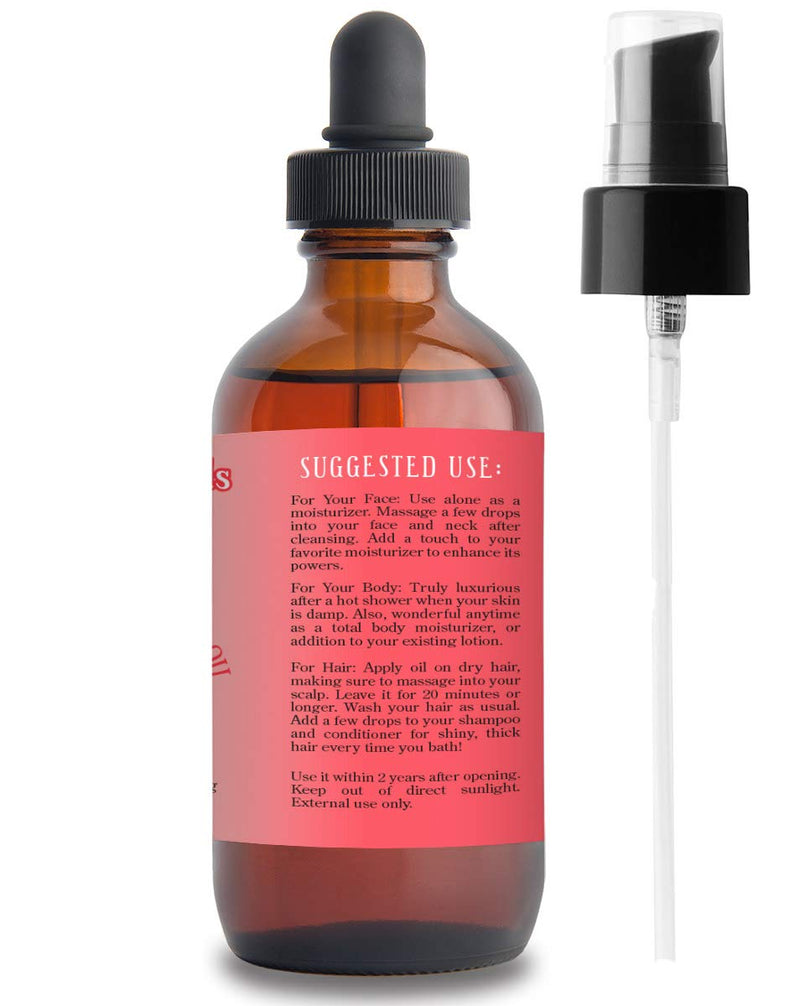 SALE! 4oz Red Raspberry Seed Oil, 100% Pure and Natural, Organic, Moisturizing Gentle Oil for Skin and Hair - Includes Pump & Dropper - BeesActive Australia