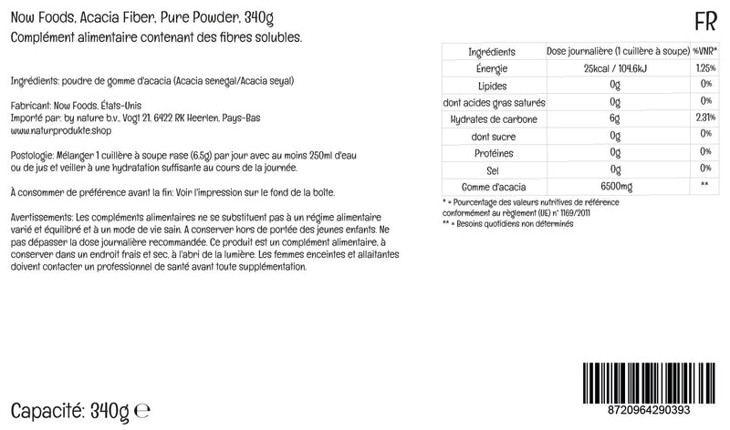 Now Foods, Acacia Fiber, Natural Dietary Fiber, 240g Vegan Powder, Lab-Tested, Soy Free, Gluten Free, Vegetarian, Non-GMO - BeesActive Australia