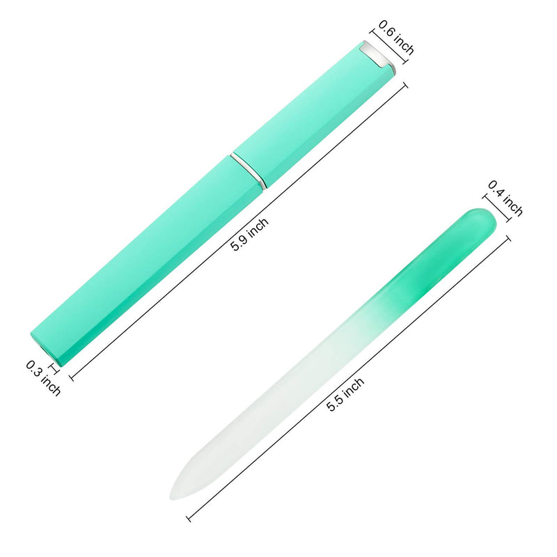 2 Pieces Glass Nail Files with Case Crystal Glass Fingernail Files Double Sided Glass Nail File Gradient Buffer Nail Manicure Set for Gentle Nail Care (Green) - BeesActive Australia