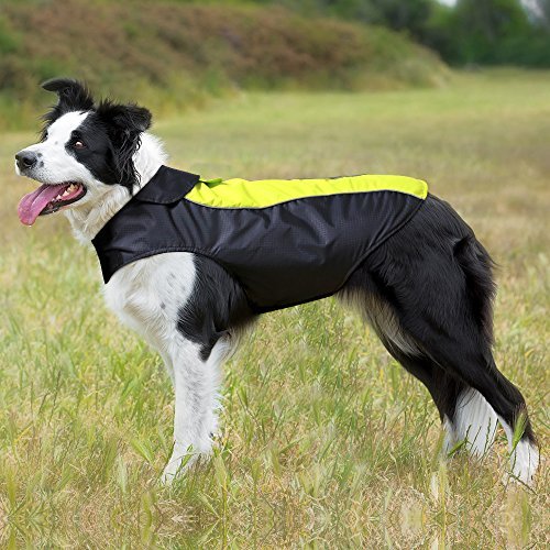 Ezer Waterproof Reflective Dog Raincoat - Soft Fleece Lining Outdoor Dog Raincoats Jacket, Sports Dog Rain Coat Slicker Poncho for Small, Medium, Large Dogs Green-Large - BeesActive Australia