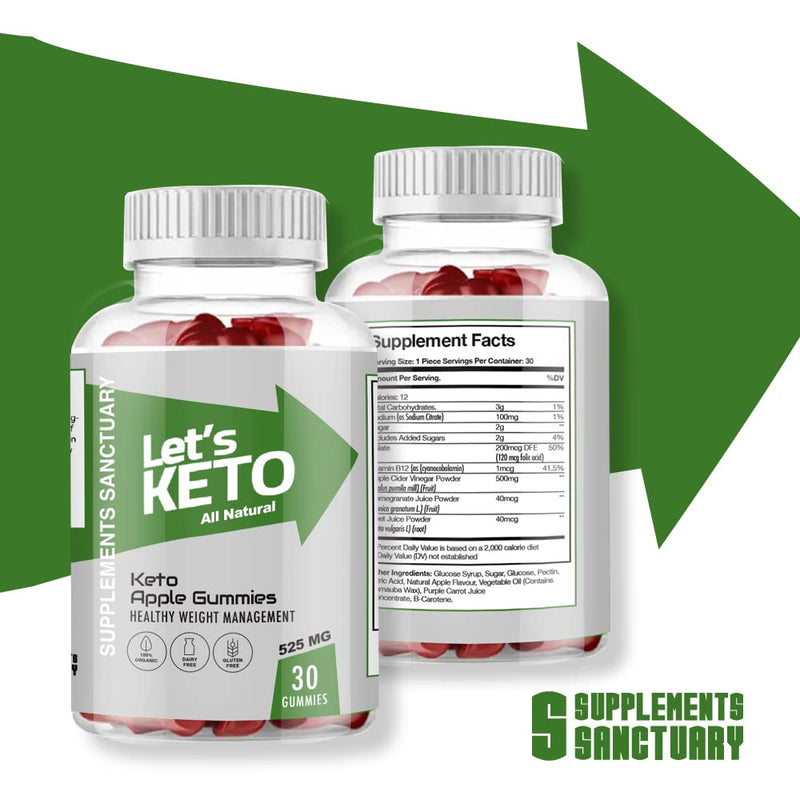 Lets Keto Gummies - Ketone Advanced Weight Loss Fat Burner - 30 Gummies - 1 Bottle - BeesActive Australia
