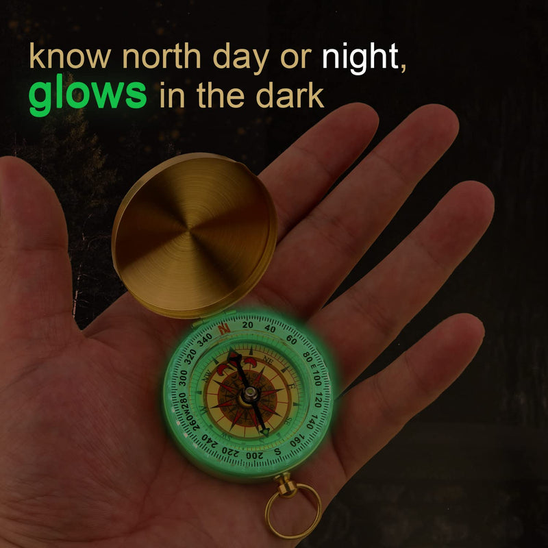 SAVITA Camping Survival Compass, 1.9x0.51inch Compass Hiking Pocket Compass Clamshell Compass Survival Compass Military Compass for Kids Adults for Hunting Climbing (Gold) - BeesActive Australia