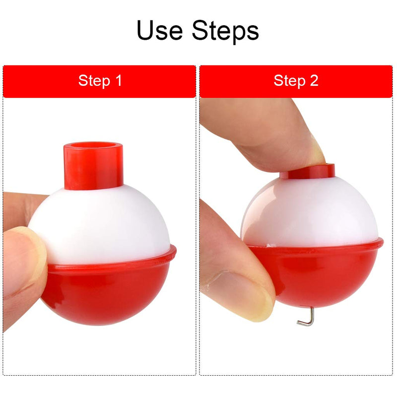 Bskifnn 50 PCS Round Fishing Bobbers 1 Inch Float Bobbers Push Button - Red and White ABS Material - BeesActive Australia