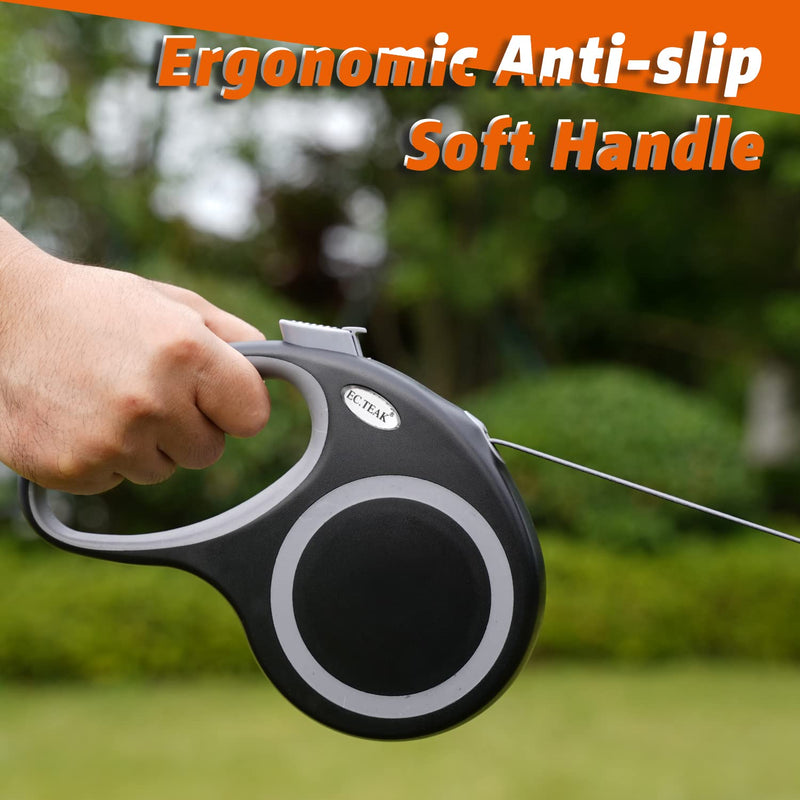 EC.TEAK Retractable Dog Leash, 26 Feet/ 16 Feet Dog Walking Leash for Medium Large Dogs up to 77 lbs/ 110 lbs, Heavy Duty No Tangle, Large 26 FT (≤110 lbs) Black - BeesActive Australia