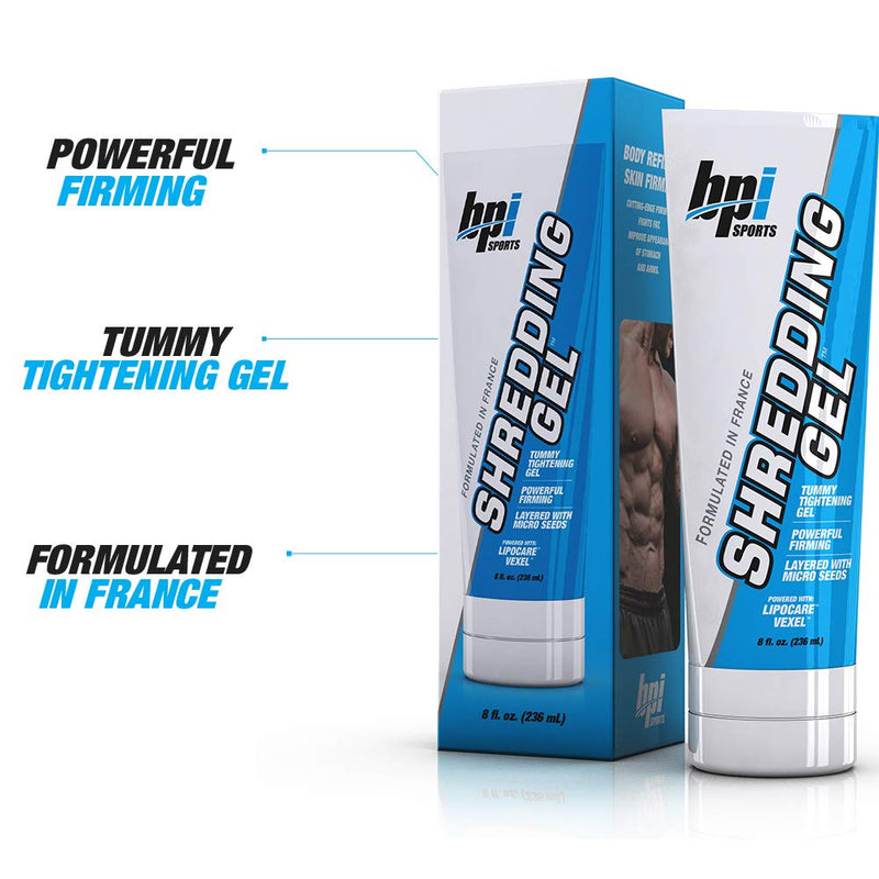 BPI Sports Shredding Gel – Topical Gel – Skin Firming, Toning, Muscle Definition, Reduce Cellulite – Bodybuilding – Clinically Dosed Patented Ingredients – 6 Pack Abs – For Men & Women – 8 fl. oz 8 Fl Oz (Pack of 1) - BeesActive Australia