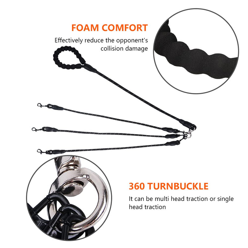 Dual Dog Leash,Comfortable Double Dog Leash with Reflective,360 Swivel No Tangle Dual/Three Dog Training Leash,for Large Medium Small Dogs Three Leashes Black - BeesActive Australia