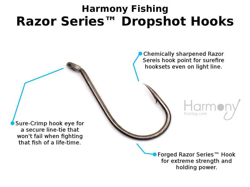 Harmony Fishing - Razor Series Dropshot Hooks (10 Pack) #1 (10 Pack) - BeesActive Australia