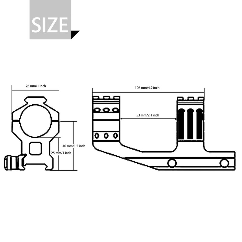 lasdolod Scope Mount, Offset Rifle Cantilever Scope Mounts, Diameter 1 inch / 30 mm Dual Rings | 20mm X 3 Picatinny Rail - BeesActive Australia