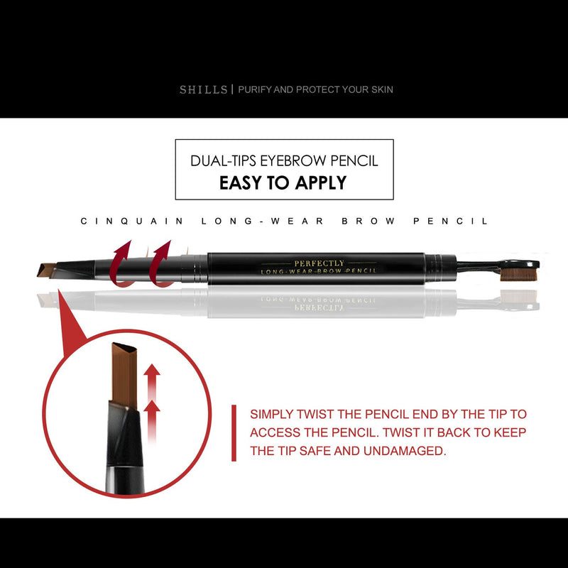 SHILLS Professional Eyebrow Pencil, Long Lasting Eyebrow Pencil, Eyebrow Dark Brown Pencil, Makeup Waterproof Brow Pencil (#3 Dark Brown 2 Count) #3 Dark Brown - BeesActive Australia