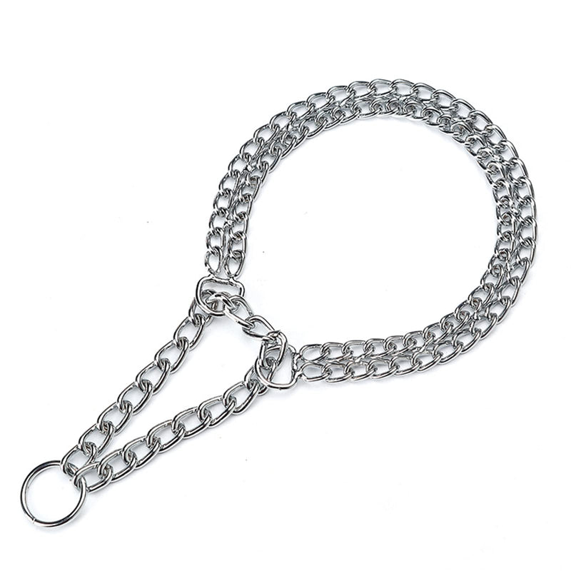 Dog Choker Collar Martingale Collar Training Double Row Chain Heavy Duty Collar for Medium Large Dogs L-20” (suitable for neck 15-18") - BeesActive Australia
