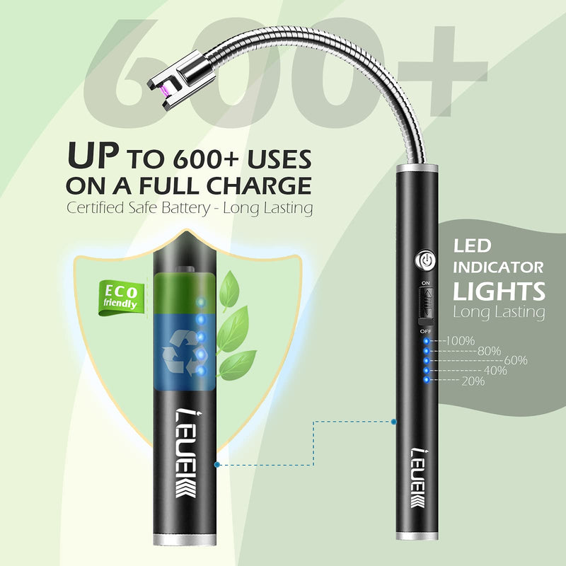 Candle Lighter, Upgraded USB Charging Arc Lighter with 360° Flexible Neck, Suitable Ignite Light Candles Gas Stoves Camping Cooking Barbecue Fireworks Flame Black - BeesActive Australia