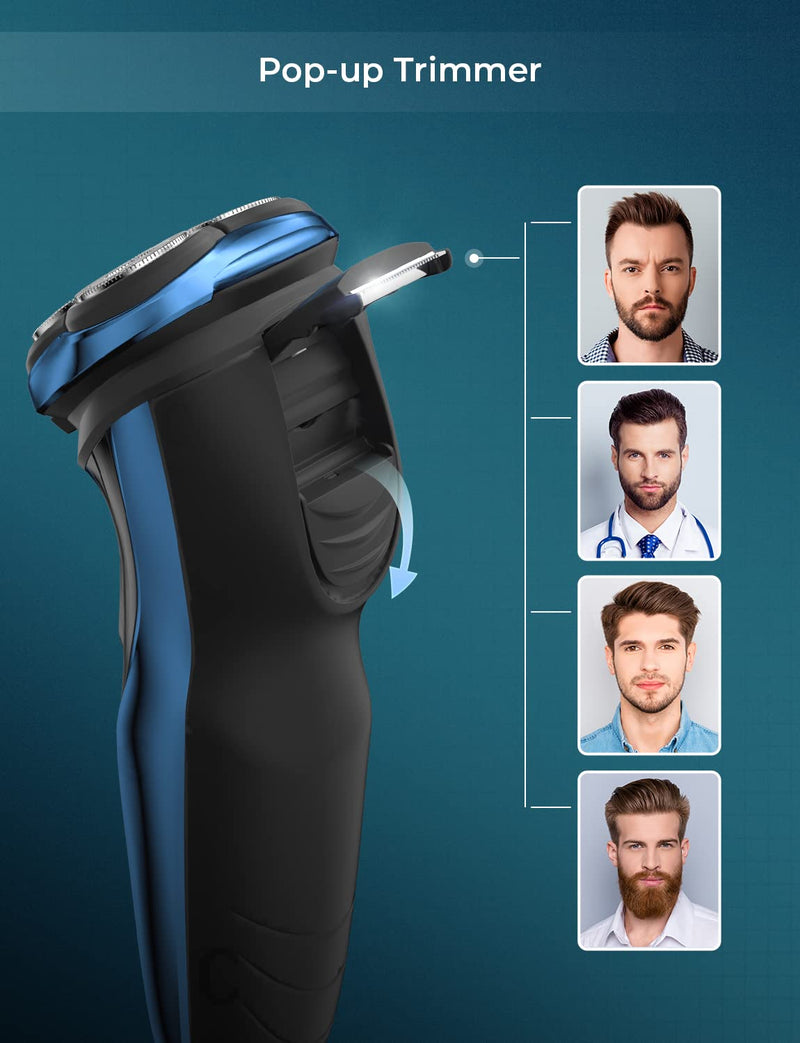 Electric Razor Shavers for Men Rechargeable with Pop-up Trimmer IPX7 Waterpfoof Travel Lock - BeesActive Australia