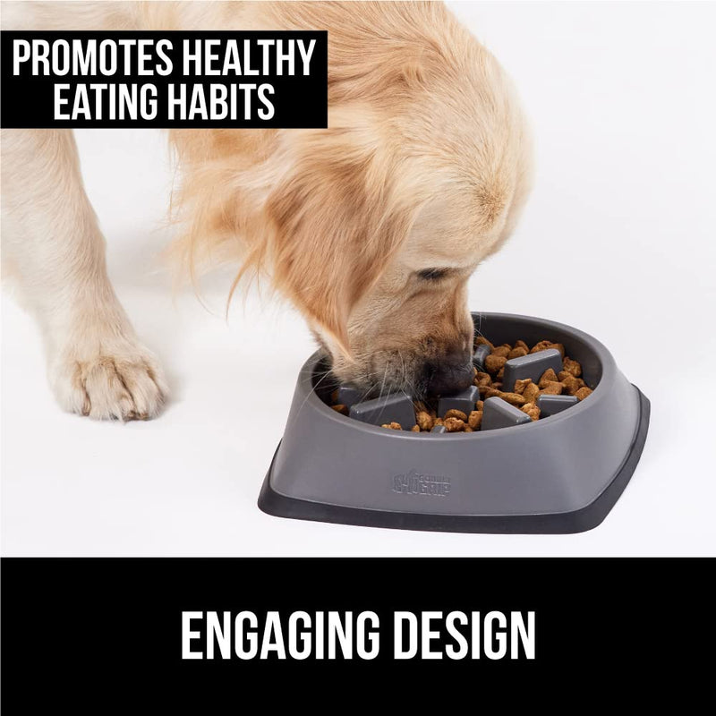 Gorilla Grip Slip Resistant Slow Feeder Dog Bowl, Slows Down Mealtime, Improve Pets Digestion, Healthy Eating Habit, Prevent Dogs and Cats from Overeating, for Dry, Fresh, Wet Pet Food 2 Cup Gray - BeesActive Australia