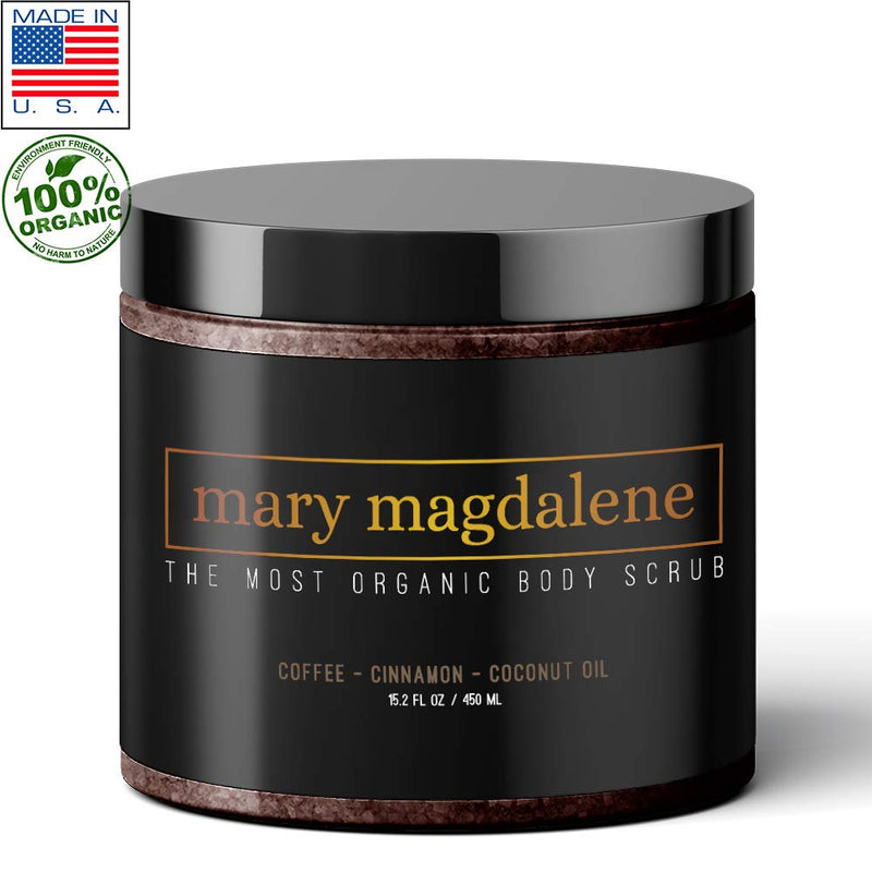 Mary Magdalene Coffee, Cinnamon & Coconut Oil Body Scrub - 100% Natural, Anti Cellulite & Stretch Mark Treatment - 15.2 Fl Oz Premium Exfoliating Body Scrub For Men & Women - BeesActive Australia