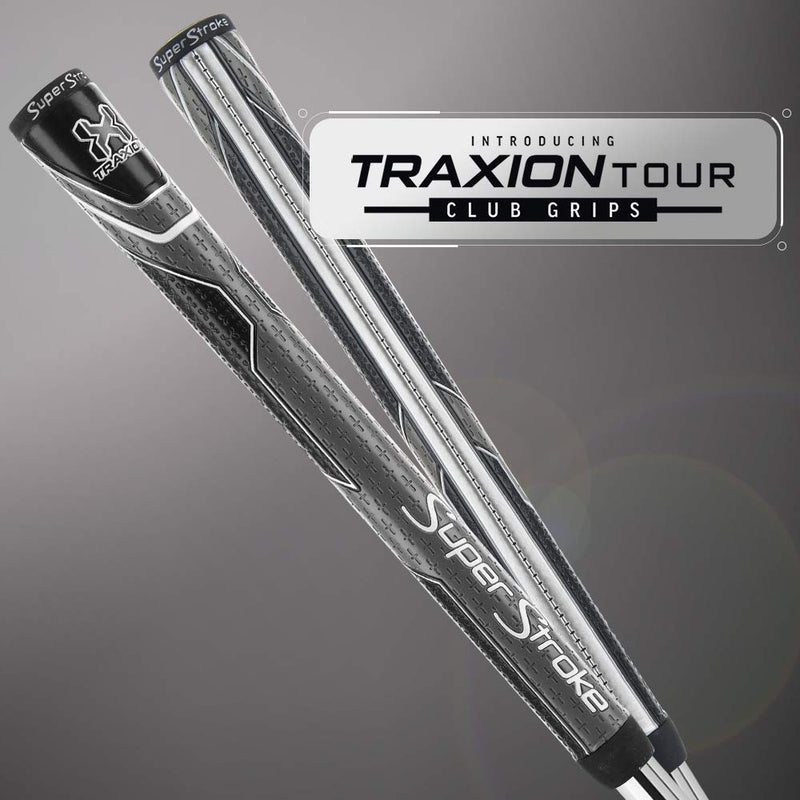 SuperStroke Traxion Tour Golf Club Grip | Advanced Surface Texture That Improves Feedback and Tack | Extreme Grip Provides Stability and Feedback | Even Hand Pressure Midsize Black/Gray - BeesActive Australia