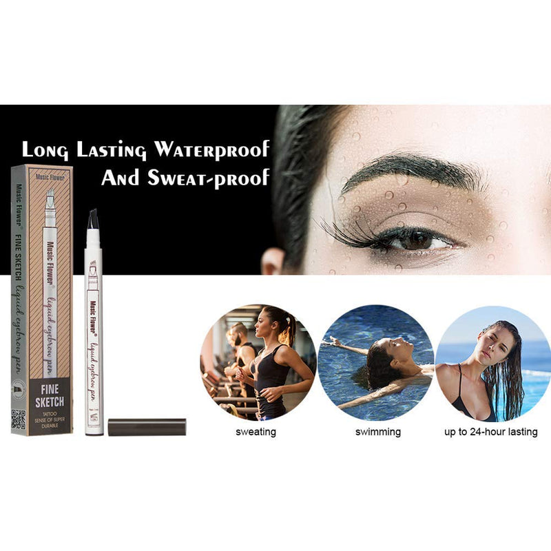 Eyebrow Pen,MoonKong 4 Point Eyebrow Pencil Waterproof Eye Brown Makeup,Eyebrow Kits with 3 Eyebrow Stencil,1 Brow Razor(1# Dark Brown/Chestnut) 1# Dark Brown/Chestnut - BeesActive Australia