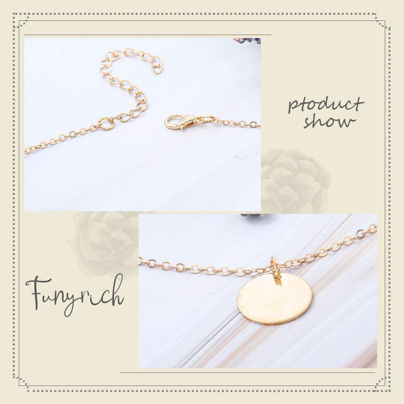 Funyrich Simple Coin Necklaces Chain Sequins Pendant Chain Necklace Jewelry for Women and Girls (Gold) Gold - BeesActive Australia