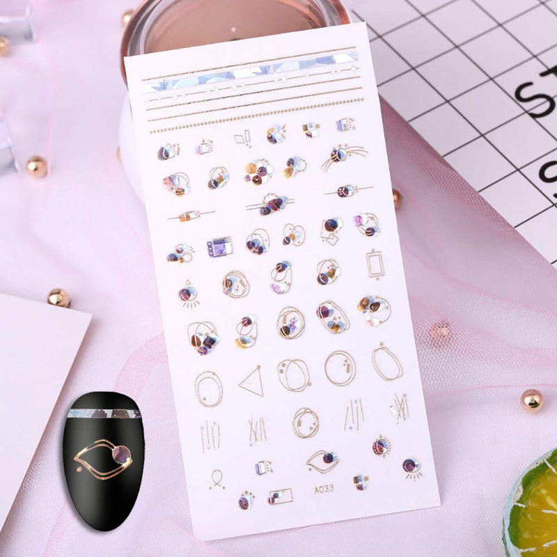 WOKOTO 6 Sheets Adhesive Nail Rhinestone Stickers Set Flower Diamond Design Nail Art Decals 3D Manicure Jewelry Decoration KIT1 - BeesActive Australia