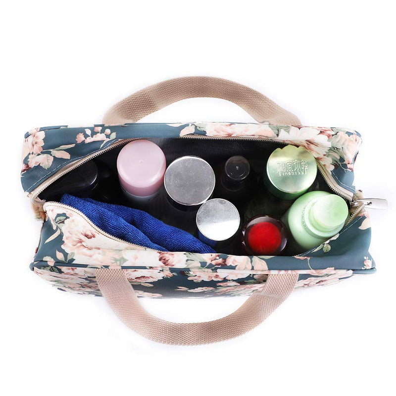 IGNPION Woman Large Travel Toiletry Bag Waterproof Wash Bag Make up Organizer Bag Cosmetic Bag Swimming Gym Bag(Dark Blue Flower) Dark Blue Flower - BeesActive Australia