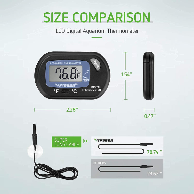 VIVOSUN 800GPH Submersible Pump & 1-Pack LCD Digital Aquarium Thermometer, Ultra Quiet Water Pump with 10ft High Lift, for Fish Tank, Pond, Aquarium, Statuary, Hydroponics - BeesActive Australia