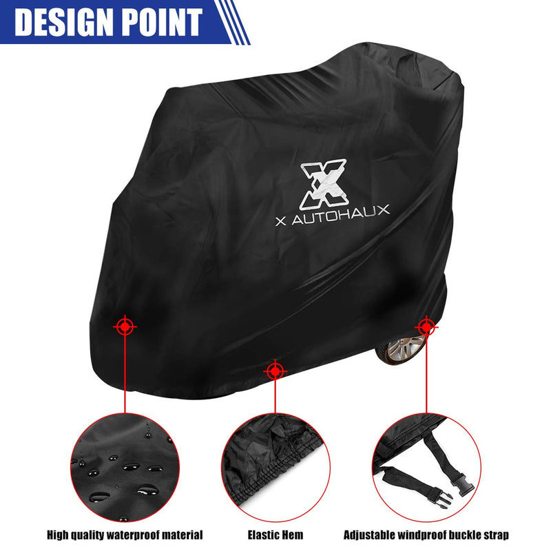 X AUTOHAUX Motorbike Mobility Scooter Cover 190T Polyester Storage Cover Black 55x26x36 inch - BeesActive Australia