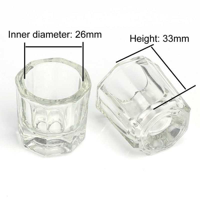 lasenersm 2 Pieces Mini Glass Dappen Dish with Stainless Steel Lid Nail Art Acrylic Powder Nail Art Tools Glass Cup Glass Dappen Cup - BeesActive Australia