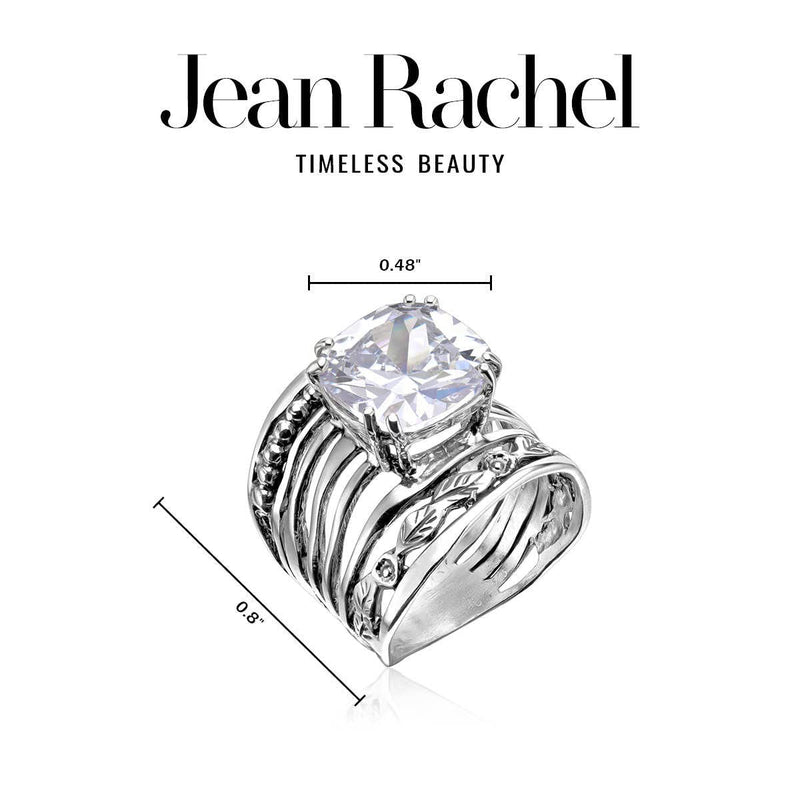 925 Sterling Silver Ring With a 12mm White Cushion Cubic Zirconia CTTW 13.2. Prong Hypoallergenic, Nickel and Lead-free, Facet Cut, Artisan Handcrafted Designer Collection, Made in Israel 8 - BeesActive Australia