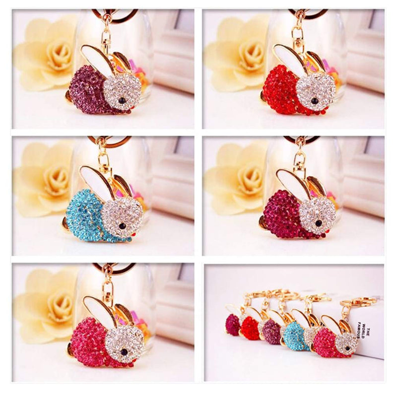 Grtdrm Cute Rabbit Shape Crystal Rhinestone Sparkling Keychain Bag Pendant Handbag Charm for Women Girls Pink - BeesActive Australia