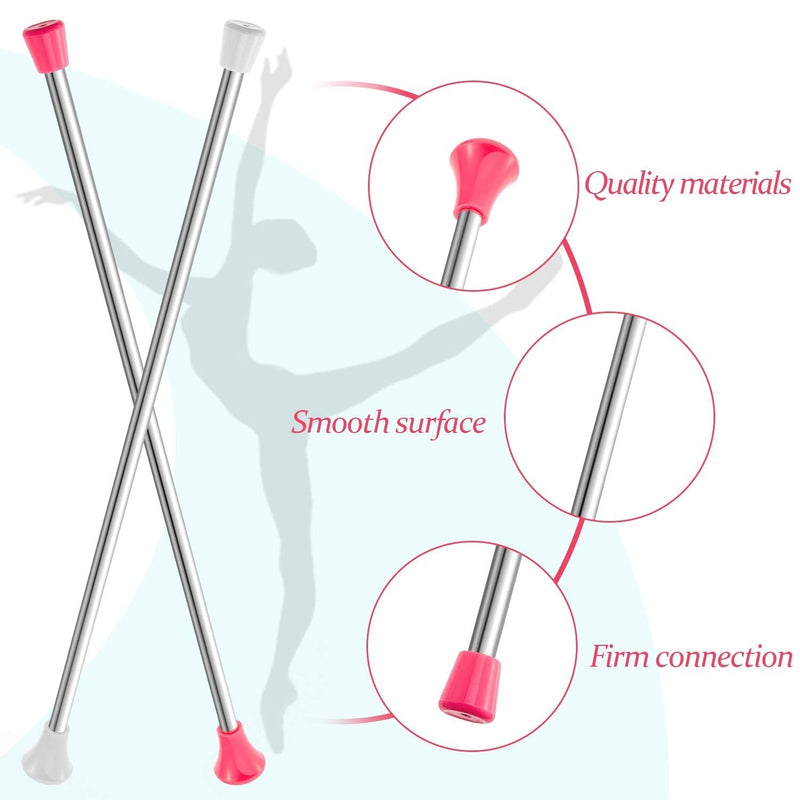 2 Pieces Twirling Batons Unisex Kids' Gymnastics Twirling Baton Dance Baton for Talent Shows, Artistic Dancing, Baton Twirling, Pink, White - BeesActive Australia