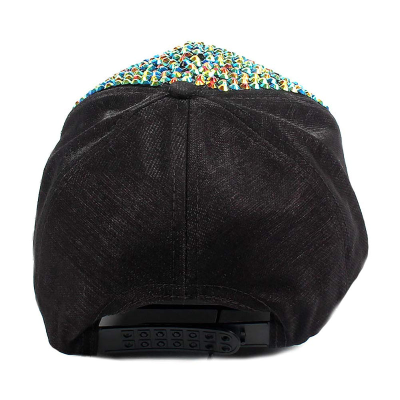Gudessly Women Studded Rhinestone Crystals Adjustable Baseball Cap Plain Sparkle Bling Denim Sun Hat Green Black Cap - BeesActive Australia