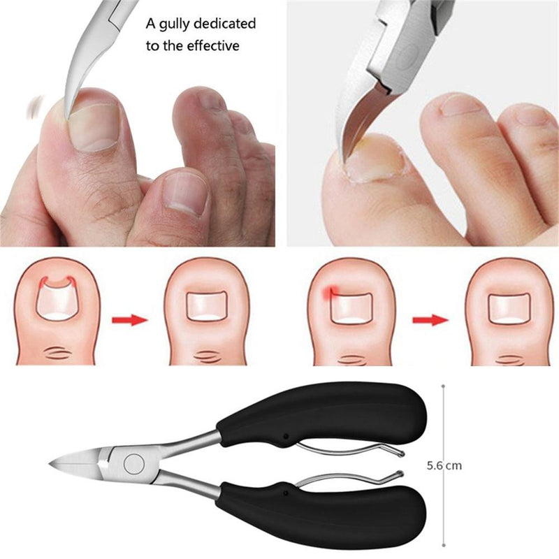 Anti-splash Fingernail Toenail Nails Cutter Toe Nail Clipper for Ingrown or Thick Toenails Professional Toenail Trimmer Nipper for Podiatrist/Men/Women/Seniors/Adult Toenail Nail,4pcs (Black) Black - BeesActive Australia