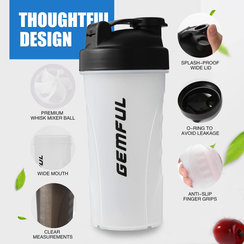 GEMFUL Shaker Bottle for Protein Mixes BPA-Free Leak Proof Smothies Mixer Water Cups 2 Pack 750ml - BeesActive Australia