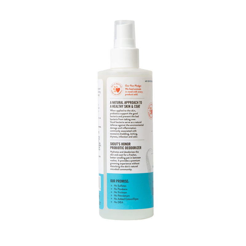 SKOUT'S HONOR: Probiotic Deodorizer - 8 fl. oz. - Hydrates and Deodorizes Fur, Supports Pet’s Natural Defenses, PH-Balanced and Sulfate Free - Avocado Oil - BeesActive Australia