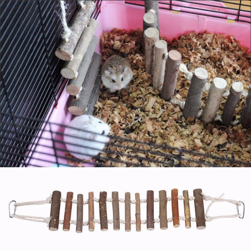 Wooden Bird Hanging Ladder, Parrot Natural Rope Wood Ladder with Rope Swing Bridge for Lovebirds Parakeets Parrots African Grey Cockatiel Pet Training Toys - BeesActive Australia