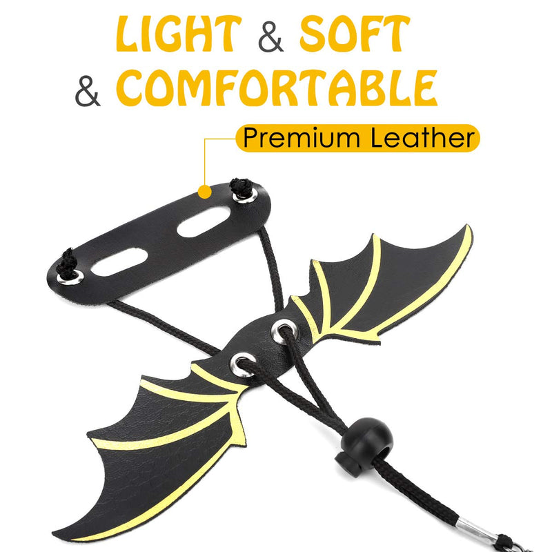 Pawaboo Adjustable Bearded Dragon Harness and Leash, 3 Size Leather Reptile Leash Outdoor Harness Leash with Bat Wings for Lizard Reptiles Amphibians Small Pet Animals, Small/Medium/Large Black+Gold - BeesActive Australia