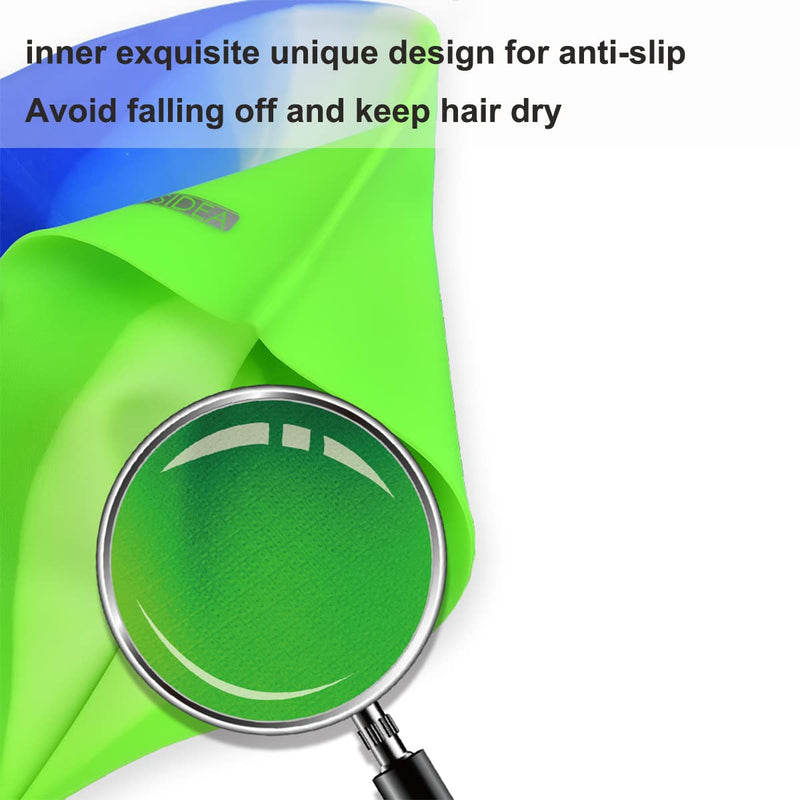 Vsidea Silicone Swim Caps, 2 Pack Durable Comfortable Adult Swimming Cap Elastomeric for Women Man Short Hair Long Hair Green+Blue - BeesActive Australia