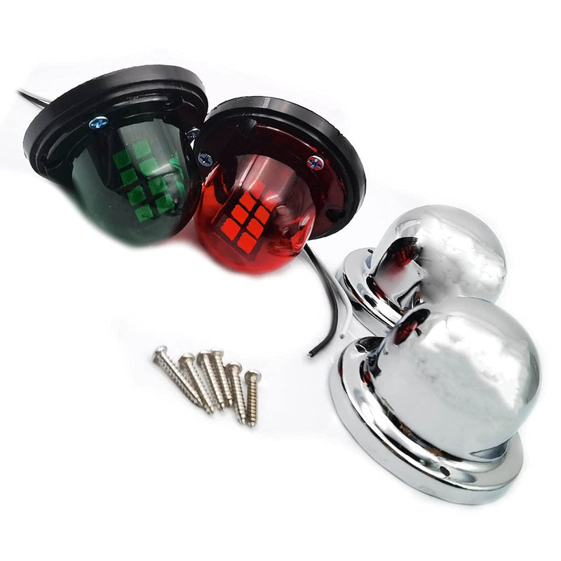 FainWan 2pcs Boat Yacht LED Light Green and Red Marine 12V Stainless Steel Bow Navigation Lights - BeesActive Australia
