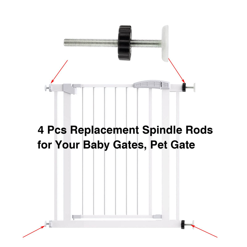 4 Pack Baby Gate Threaded Spindle Rod 8MM, Replacement Screw Bolts Hardware Parts Kit for Pet & Dog Pressure Mounted Safety Door & Stair Gates (Black) - BeesActive Australia
