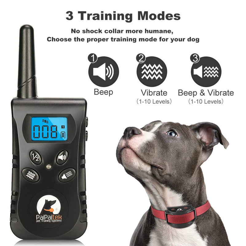 Paipaitek No Shock Dog Training Collar with Remote Vibration Beep Collar for Deaf Puppy Dogs Waterproof Rechargeable Humane Dog Widgets Training Collar - BeesActive Australia
