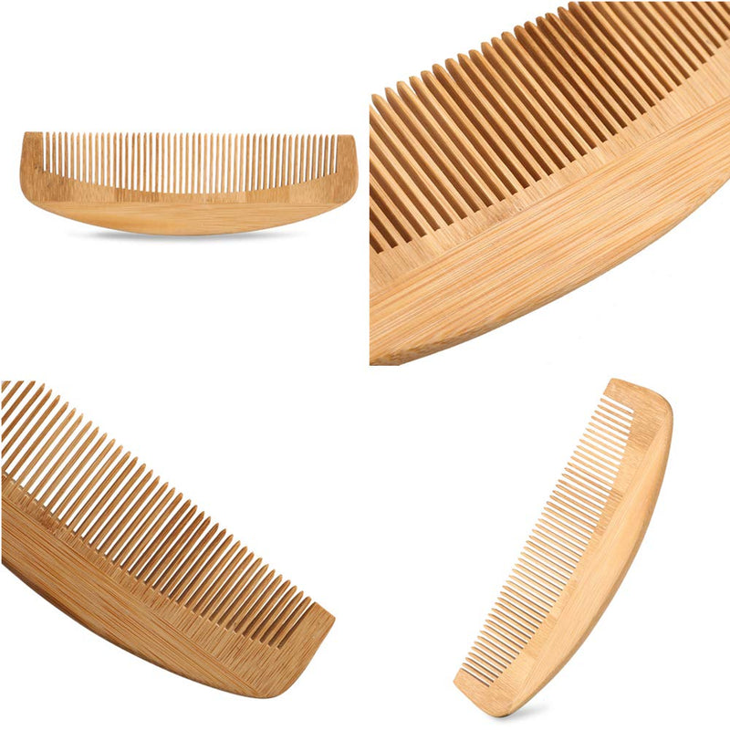 Hair Comb Wooden Salon Hairdressing Comb Curved Comb Fine Tooth Comb Set Moustache Grooming Brushes for Women Men and Girls 2 Pcs - BeesActive Australia
