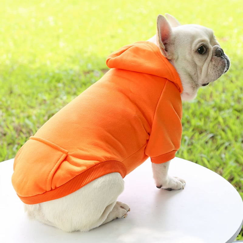 Dog Hoodie with Pocket Pet Warm Sweater for Winter Small Medium Dogs Puppy Coat XX-Large Orange - BeesActive Australia