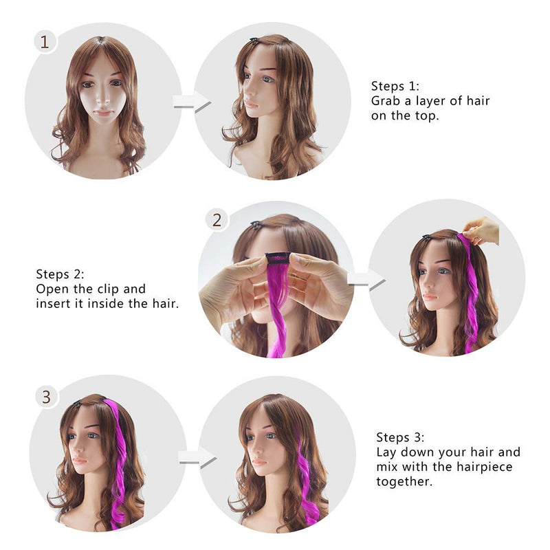 Dreamlover Girls Hair Extensions, Clip in Coloured Hair Extensions for Kids, 24 Pack Multi Colors A - Curly - BeesActive Australia
