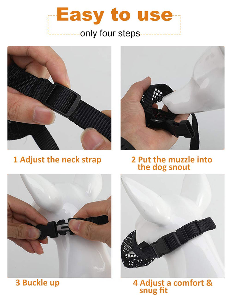 Breathable Mesh Dog Muzzle, Poisoned Bait Protective Muzzle for Dogs to Prevent Biting and Barking S Black - BeesActive Australia