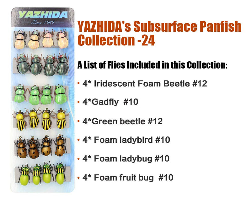 [AUSTRALIA] - YZD Panfish Flies Fly Kit – Crappie Bluegill Bass, Brim Sunfish Walleye & Perch Fly Fishing Dry Flies Panfish Collection -24 