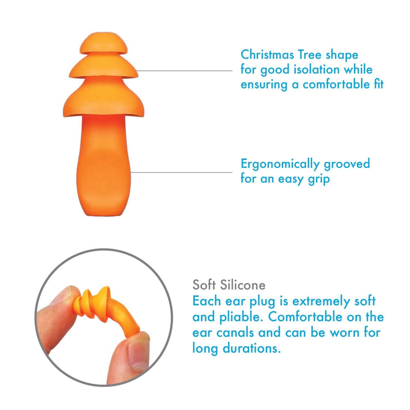 12 Pairs Corded Ear Plugs Soft Silicone Reusable Earplugs Noise Cancelling for Hearing Protection, Sleeping (Combo 12) Combo 12 - BeesActive Australia