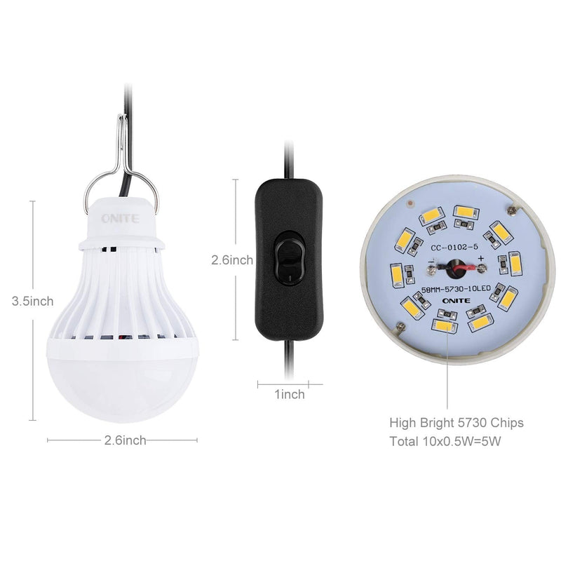 Onite USB LED Camping Light, Outdoor Light with Simple Switch, Also for Garage Warehouse Car Truck Fishing Boat Outdoor Portable LED Bulb, Emergency Light, or Children Bed Lamp, WarmWhite(Pack of 1) - BeesActive Australia
